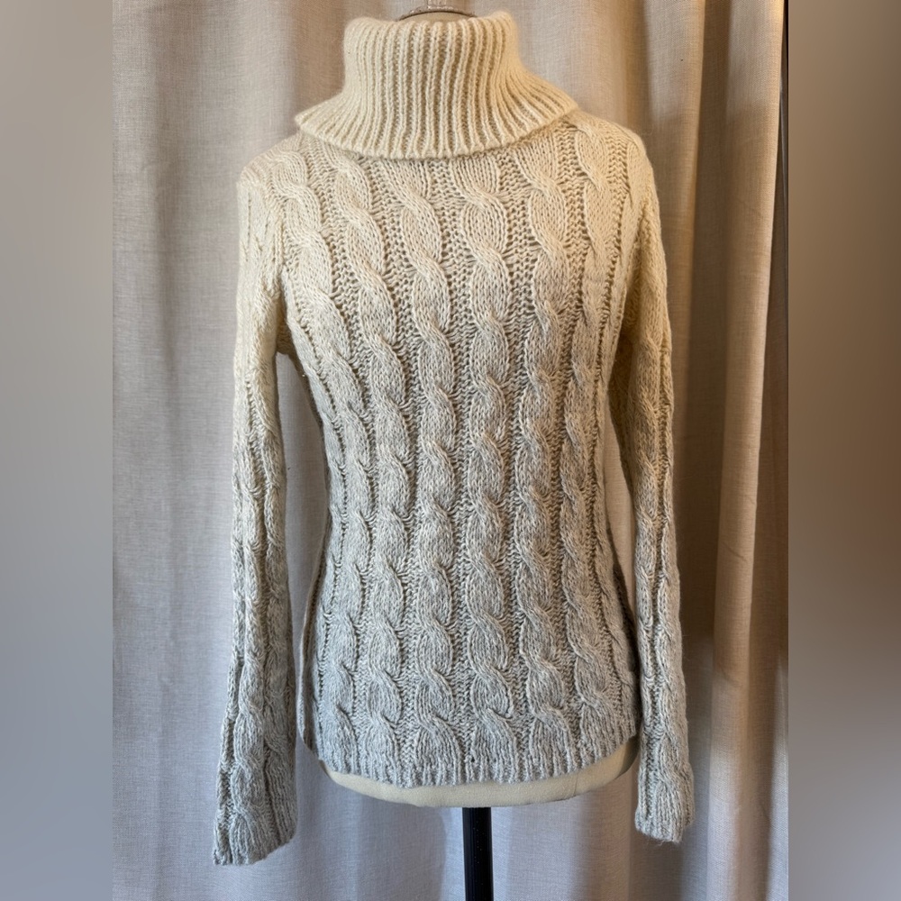 Ralph Lauren Mohair blend Cowl Neck Cable Knit Pullover Sweater M